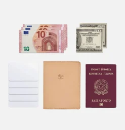 Cowhide Étui à passeport Naturel