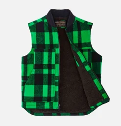 Lined Mackinaw Wool Vest Green