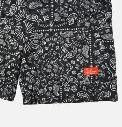 Short Front Pocket Paisley Noir